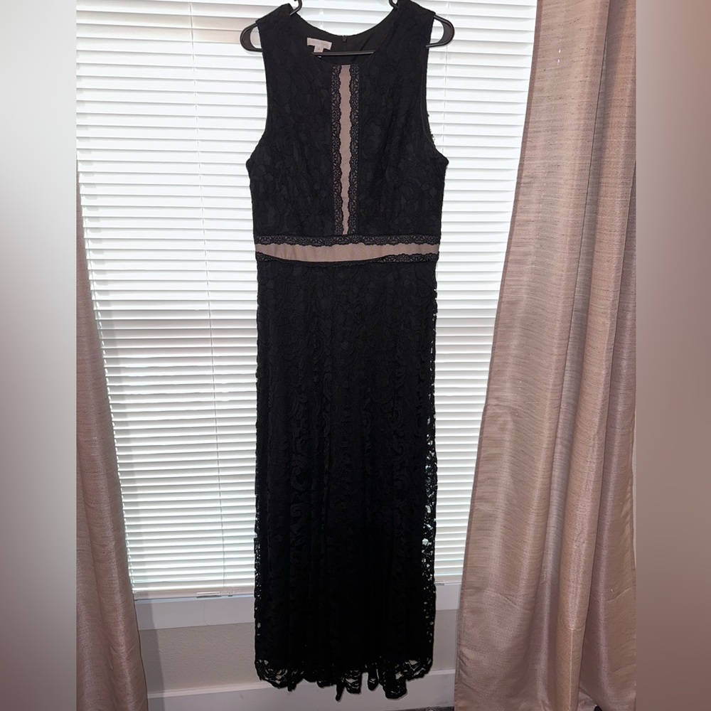 London Times Black Lace Maxi Dress